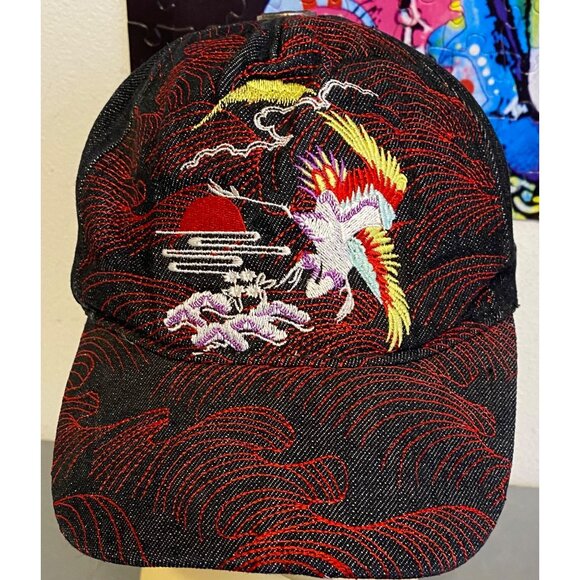 RMC Red Monkey Company Streetwear Denim Embroidery Hat Cap 7 3/8 Large